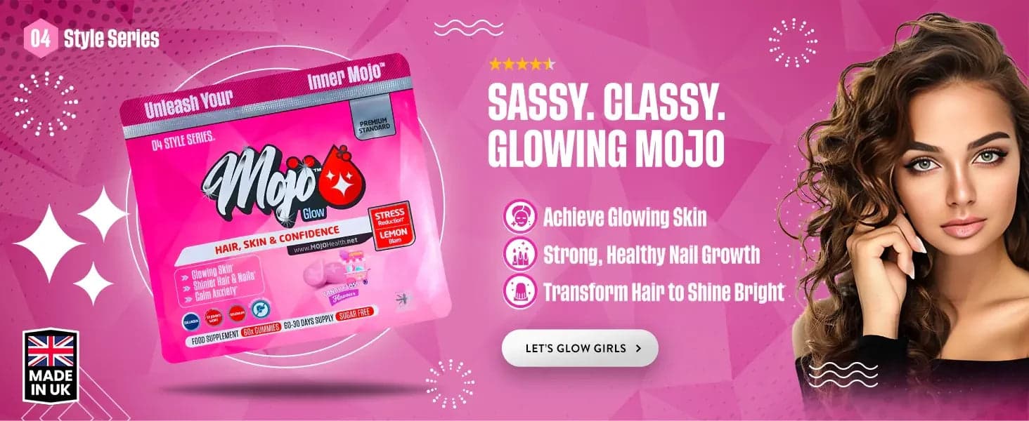 Mojo Glow hair, skin and confidence โ sassy, classy, glowing Mojo: achieve glowing skin, strong healthy nail growth, transform hair to shine bright. Let's glow girls.